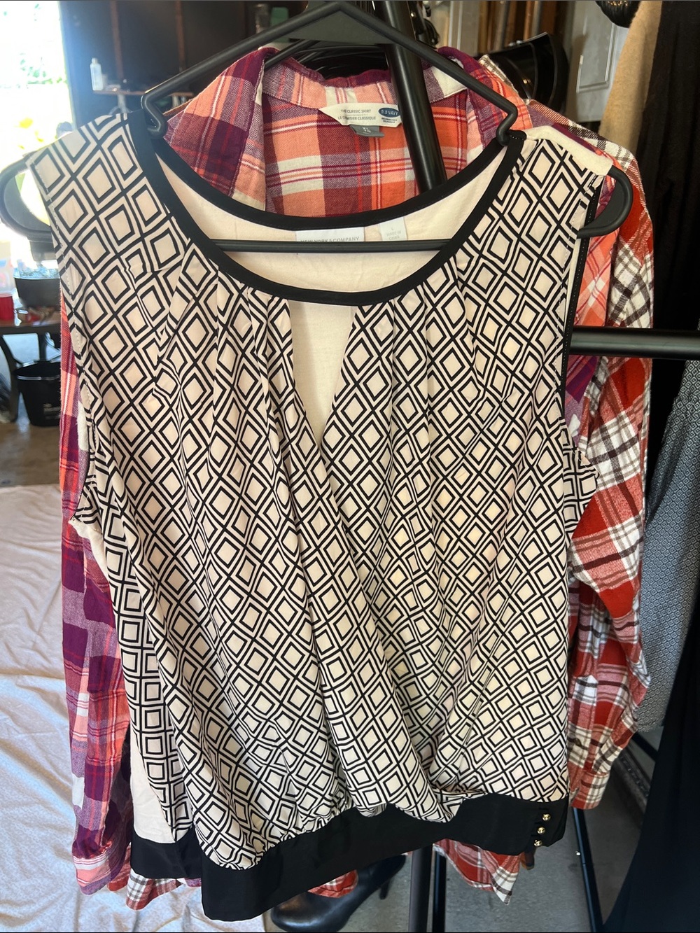 New York and Company Tan/Black/Pink Tank